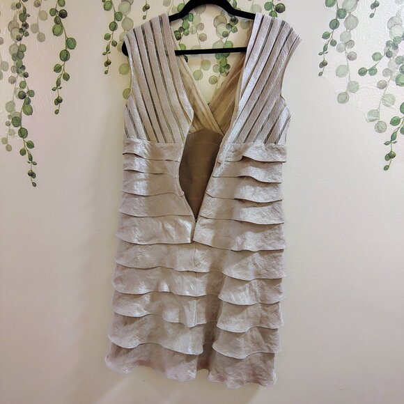 Scarlett Nite Champagne Tiered Ruffle Cocktail Dress Size 10 - Picture 3 of 6
